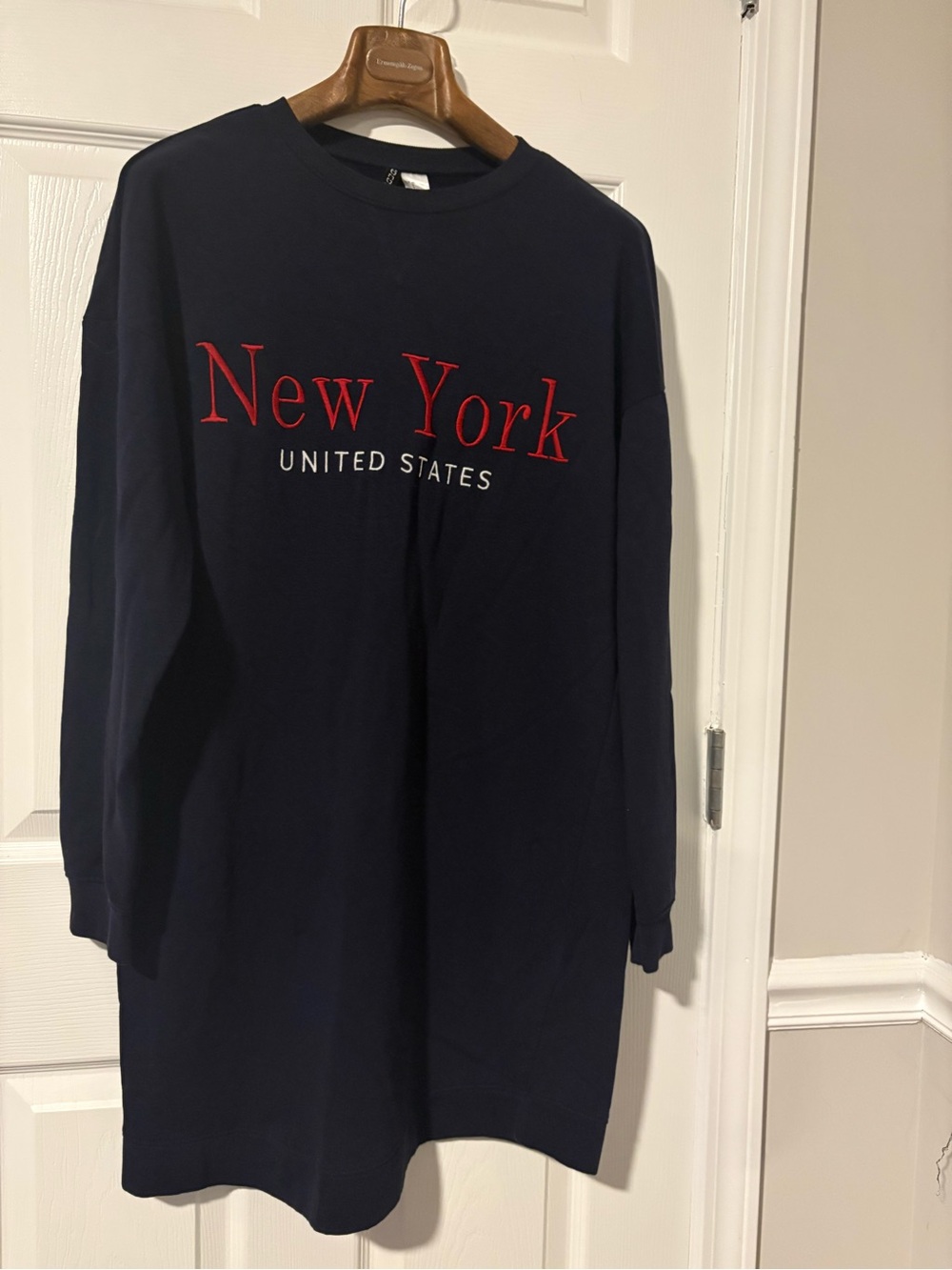 H&M Navy Long Sleeve Tee with Red 'New York' Print